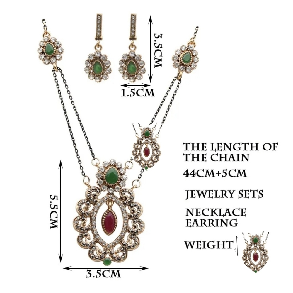 Turkish Vintage Style Jewelry Set forWomen,NEW,2Pcs,Antique,WeddingHandmadeGift - Picture 3 of 8